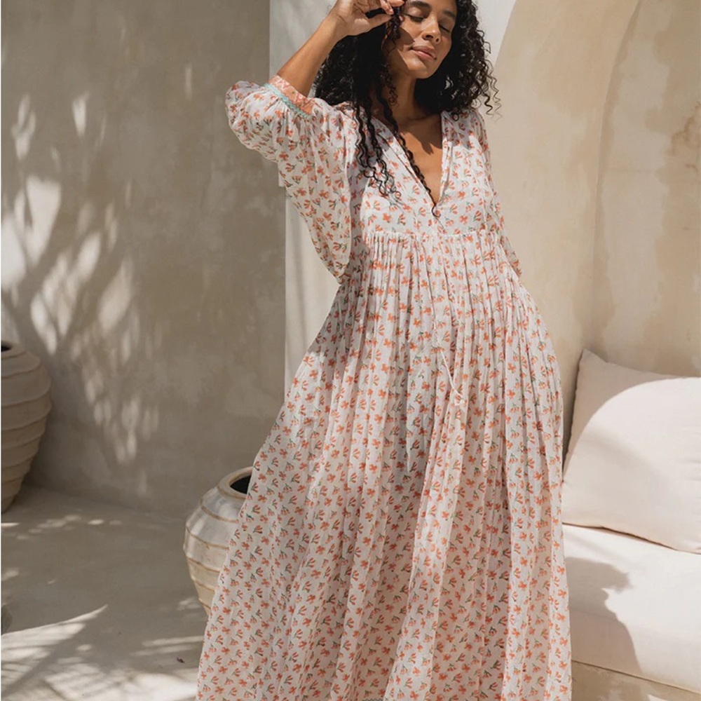 NWOT, Daughters of India Kyra Maxi Dress in Coral, XS